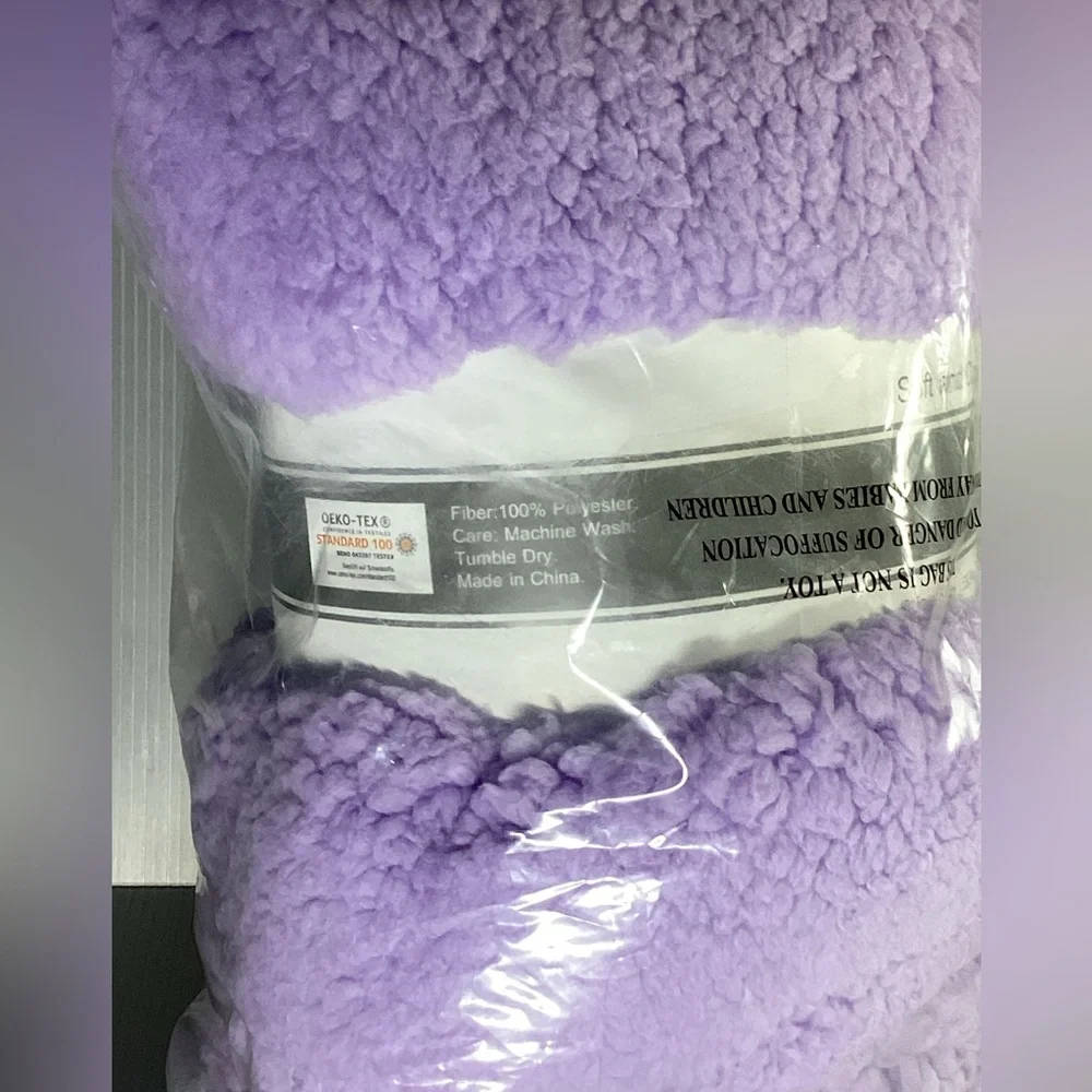 Reafort Light Purple Sherpa Body Pillow Cover